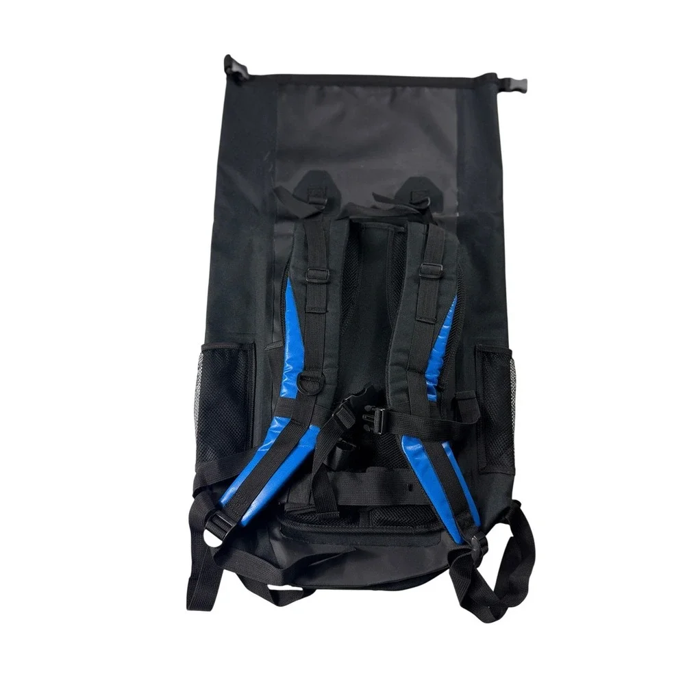 Lewis & Clark Blue Black PVC Tarpaulin Roll Top Waterproof Dry Bag Backpack